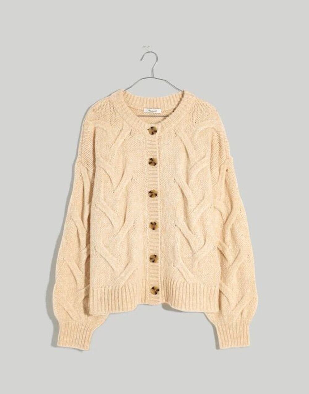 Madewell Cable Ashmont Chunky Cable Knit Cardigan Cream S